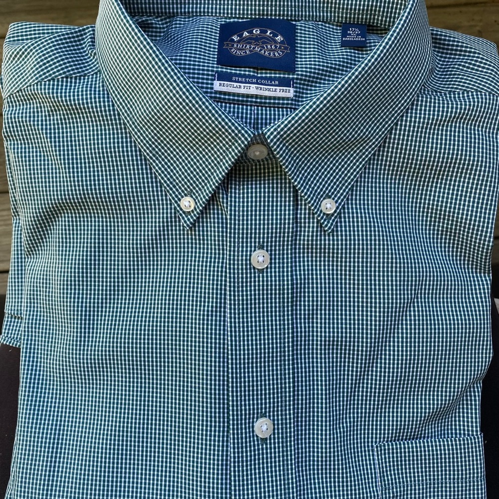 Eagle Shirtmakers Forest Green Men's Dress Shirt Long Sleeve Size XL 100% cotton